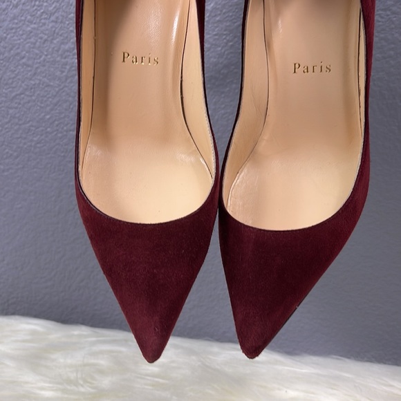 Christian Louboutin suede pump size 35.5 bordeaux red - Picture 10 of 11